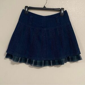 Shunu Fang Mini Skirt Women’s Size Large Blue micro pleated denim mini skirt